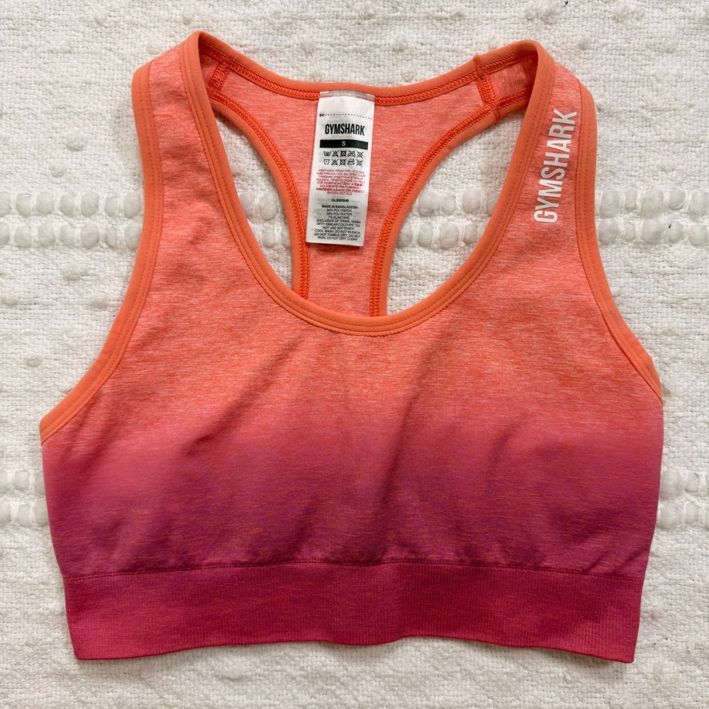 Gymshark Adapt Ombre Seamless Sports Bra Orange Pink Racerback GLSB5546 Small